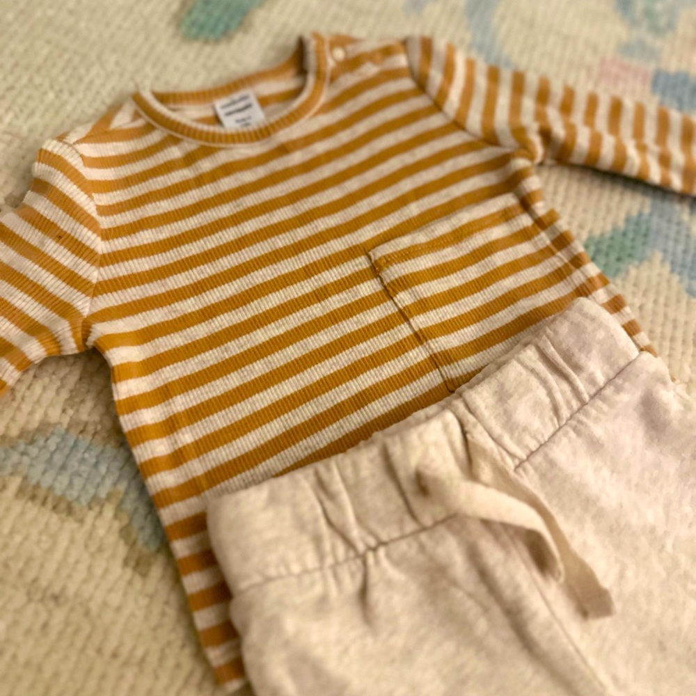 Nordstrom Baby Striped Long Sleeve Top with Cream Pants